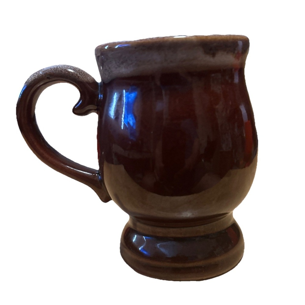 Vintage Brown Drip Glaze Stoneware Mug TAIWAN 1960s-1970s